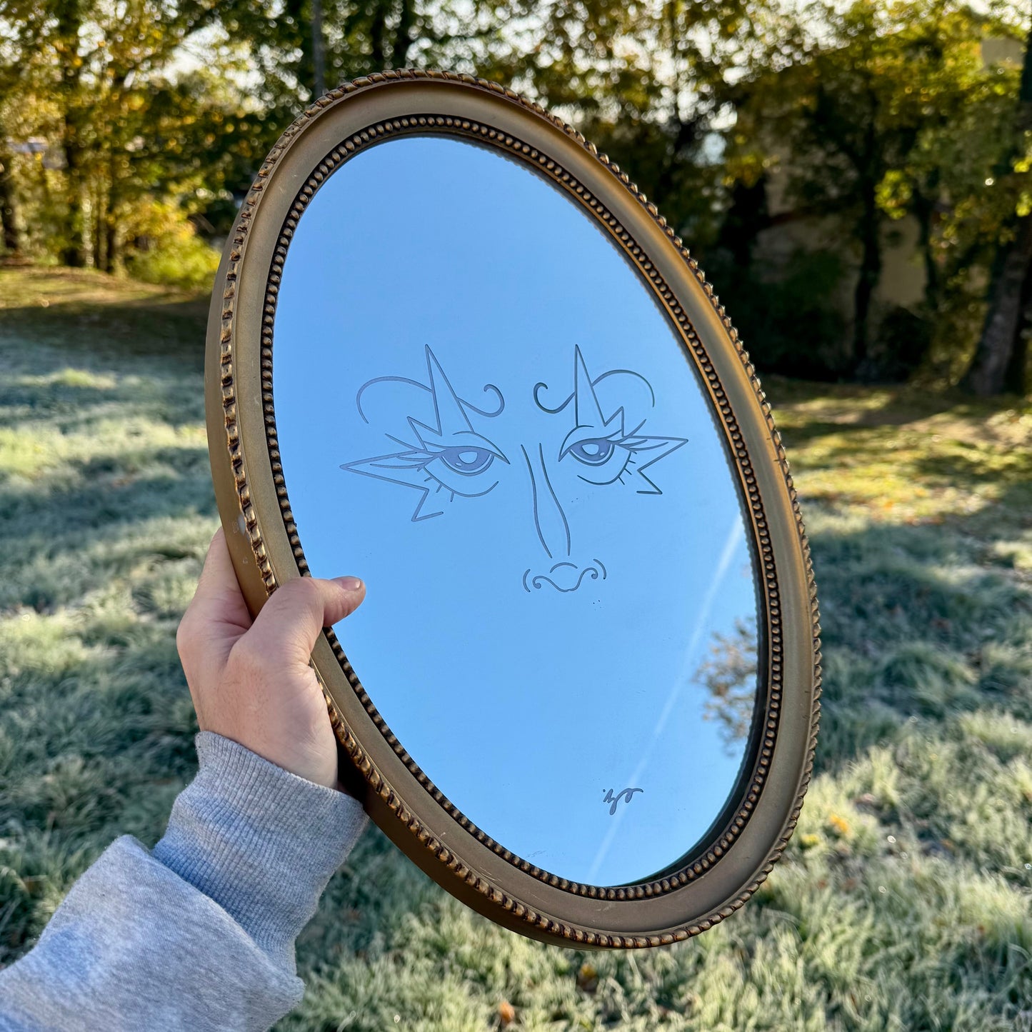 Miroir Gravé Upcyclé #4 {{Product vendor}}