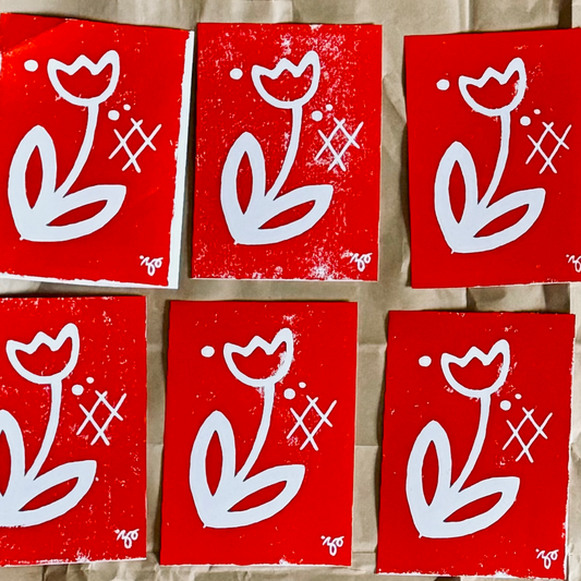 Carte Linogravure - Tulipe