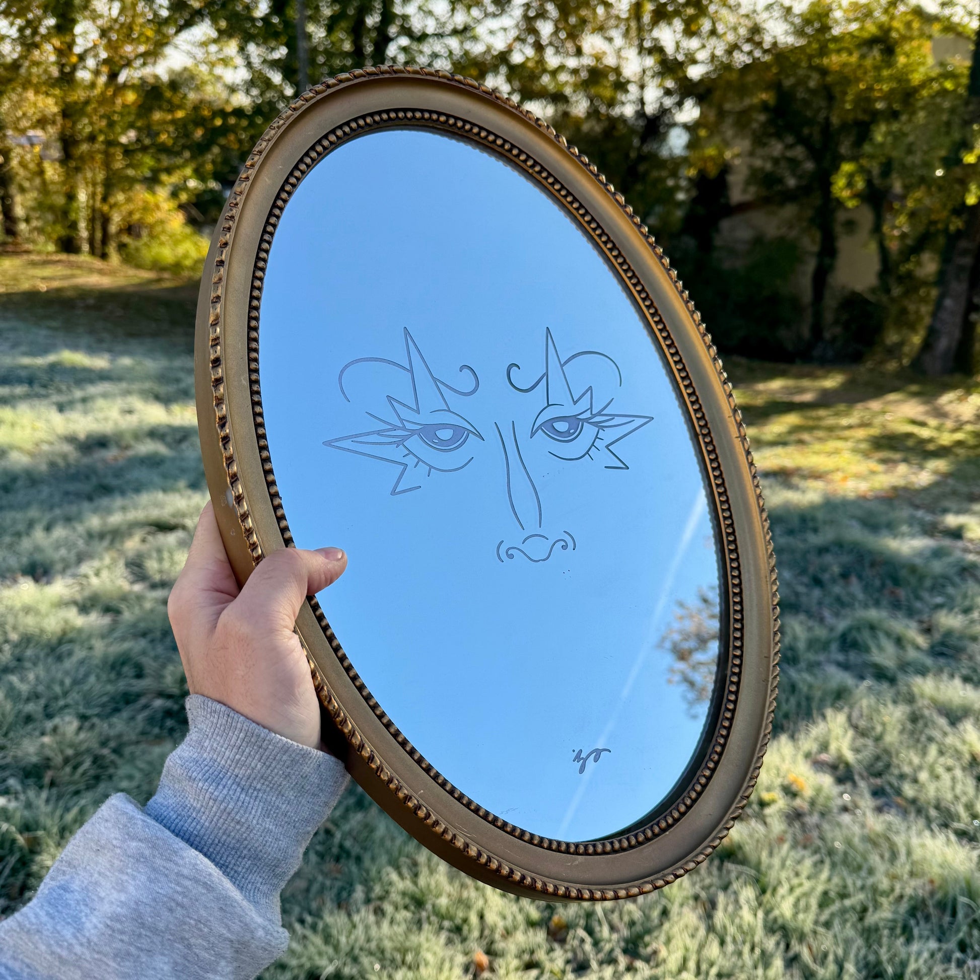 Miroir Gravé Upcyclé #4 {{Product vendor}}